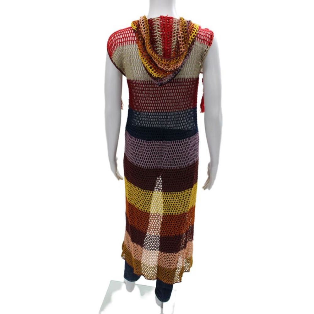 Anna Kosturova Womens Boho Striped Cotton Kimono Vest Multicolor Size XS - Picture 4 of 6